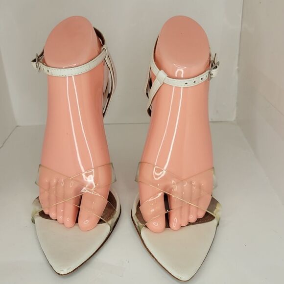 BCBGMAXAZRIA DARYL IVORY HIGH HEEL SANDALS. - Picture 12 of 12